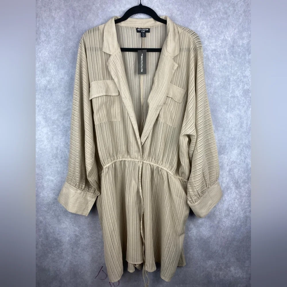 Pretty little thing  Women's Plus‎ Taupe Sheer Romper Size 18